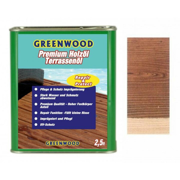Holzöl Braune Exoten, Ipe-Lapacho Diamantnuß, Thermoholz 2,5lt. - Repair&Protect - Greenwood - Premium Holzöl
