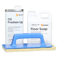 Boen Parkett - Pflegeset für geöltes Parkett. Padhalter,Wollpad,Freshen Up,Floor Soap