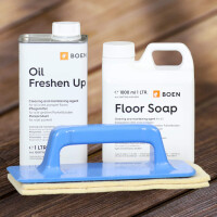 Boen Parkett - Pflegeset für geöltes Parkett. Padhalter,Wollpad,Freshen Up,Floor Soap
