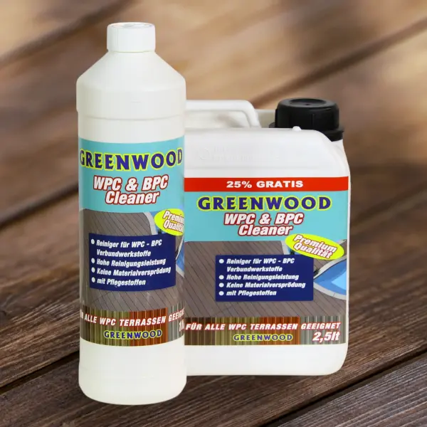 WPC Terrassen Reiniger mit Pflegestoffen- Super-Konzentrat. WPC Reiniger